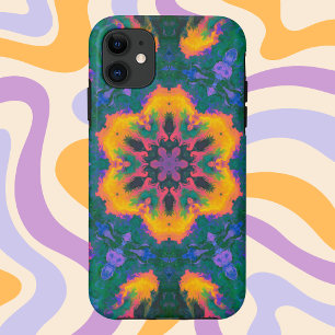 Capa Para iPhone 11 Psicodélico Hippie Laranja e Roxo