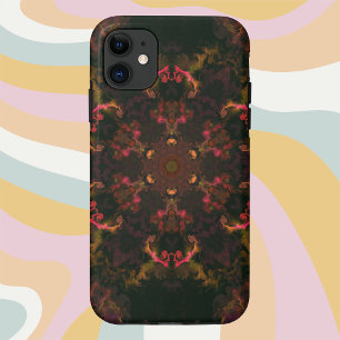 Capa Para iPhone 11 Psicodélico, Hippie Preto Vermelho e Laranja