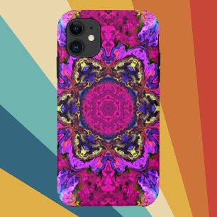 Capa Para iPhone 11 Psicodélico Pípcio Rosa Amarelo e Laranja