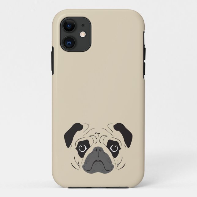 Capa Para iPhone 11 Pug Face Silhout (Verso)