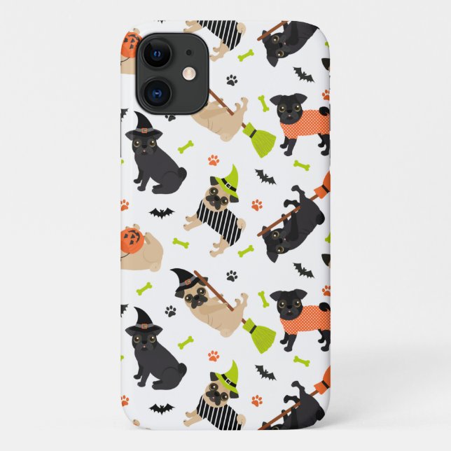 Capa Para iPhone 11 Pug Halloween (Verso)