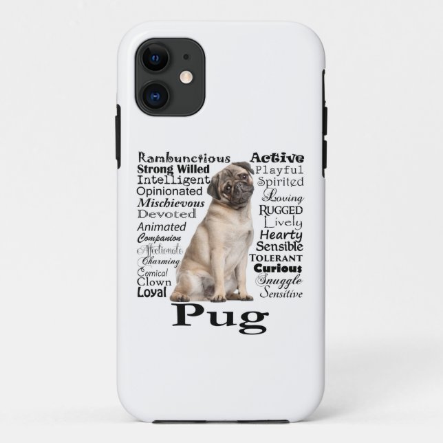 Capa Para iPhone 11 Pug Traços Smartphone Case (Verso)