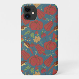 Capa Para iPhone 11 Pumpkin and carrot seamless pattern red and blue