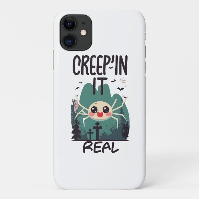 Capa Para iPhone 11 Punição de Aranha de Halloween Kawaii (Verso)