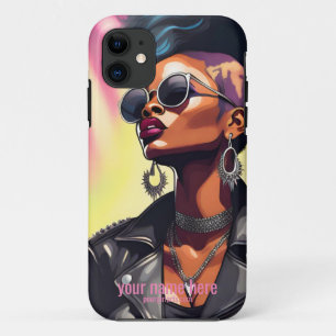 CAPA PARA iPhone 11 PUNK ROCK BLACK GIRL COURA JAQUETA