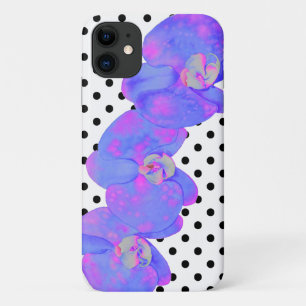 Capa Para iPhone 11 Púrpura aquarela Pintura de orquídeas, bolinhas