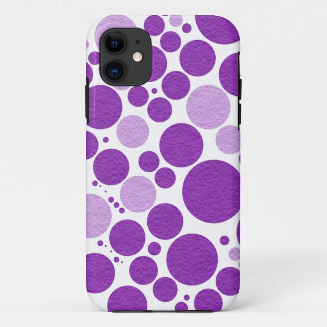 Capa Para iPhone 11 Púrpura bolinhas, com tela de fundo (Verso)