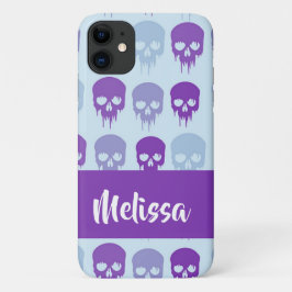 Capa Para iPhone 11 Púrpura e crânios de fusão azuis