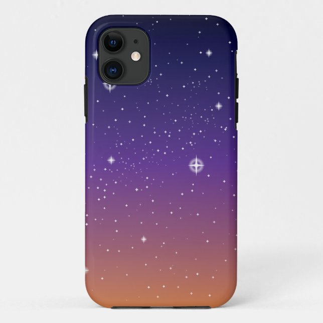 Capa Para iPhone 11 Púrpura e Dourada Starry Sunset (Verso)