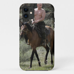 Capa Para iPhone 11 Putin descamisado monta um cavalo