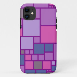 Capa Para iPhone 11 Quadrados Geométricos abstrato Modernos Púrpura