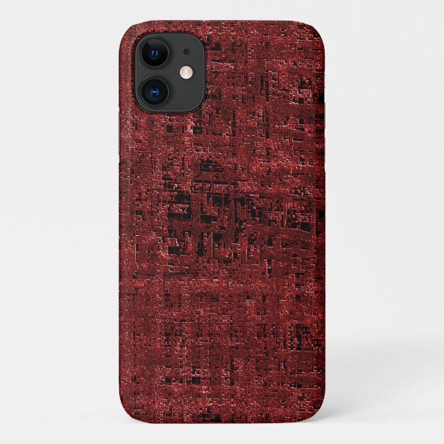 Capa Para iPhone 11 Quadrados pequenos vermelhos sobrepostos empapados (Verso)