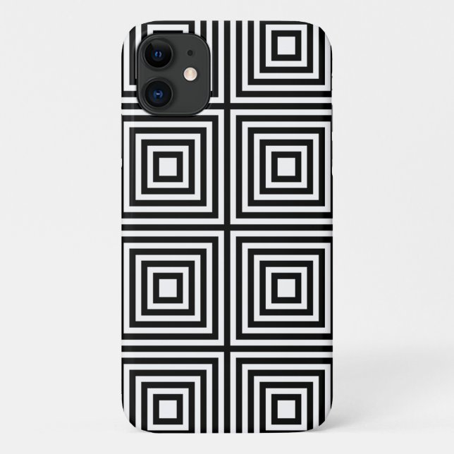 Capa Para iPhone 11 Quadrados Pretos e Branco em Quadrados (Verso)