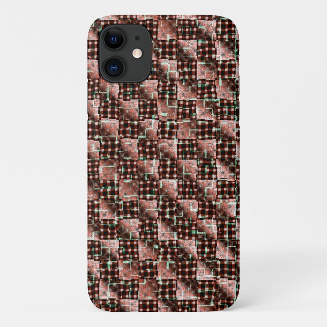 Capa Para iPhone 11 Quadrados vermelhos submetidos a mosaico estranho (Verso)