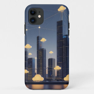 Capa Para iPhone 11 Quadro de transmissão inteligente de cidade elegan