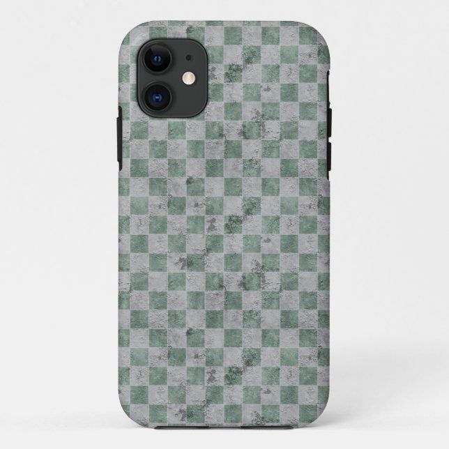 Capa Para iPhone 11 Quadro de Verificação Verde Grunge (Verso)
