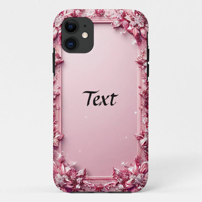 Capa Para iPhone 11 Quadro Floral Rosa Elegante (Verso)