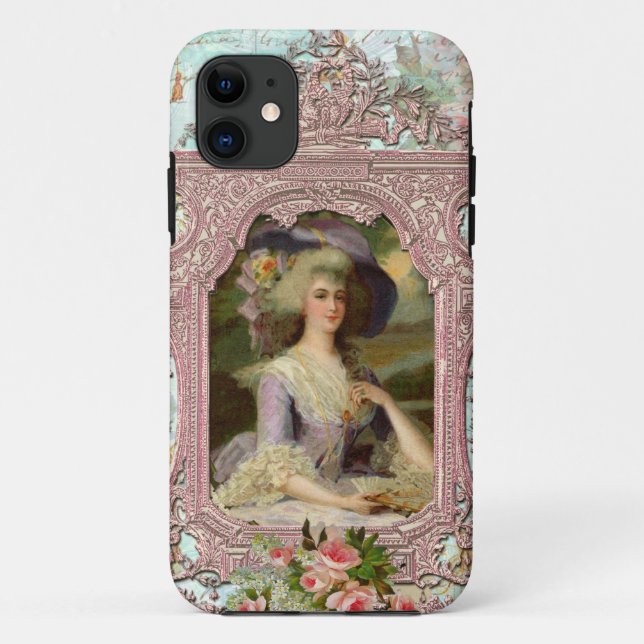 Capa Para iPhone 11 Quadro Marie Antonieta e Rosa (Verso)