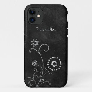 Capa Para iPhone 11 Quadro preto e branco anca de Foral com nome