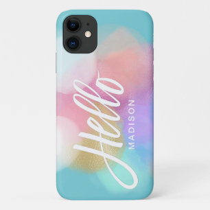 Capa Para iPhone 11 Quadros Personalizados de Pintura de Pastel Olá