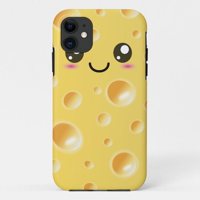 Capa Para iPhone 11 Queijo feliz bonito de Kawaii (Verso)