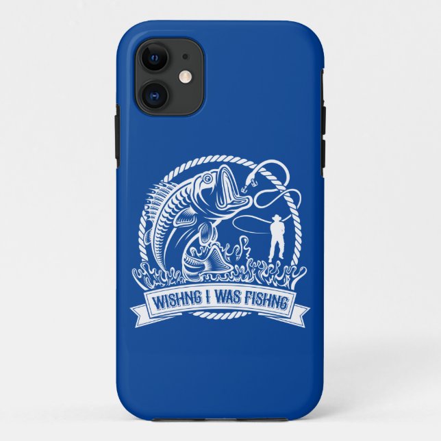 Capa Para iPhone 11 Queria Que Eu Estivesse Pescando (Verso)