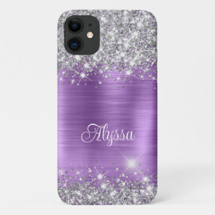 Capa Para iPhone 11 Quic Glittery Purple Ametyst Glam Name