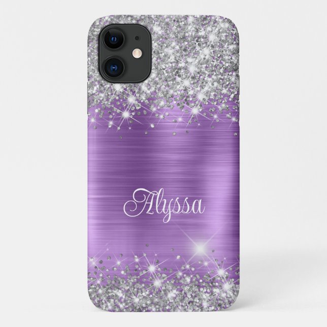 Capa Para iPhone 11 Quic Glittery Purple Ametyst Glam Name (Verso)