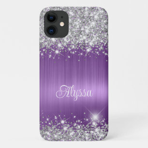 Capa Para iPhone 11 Quic Glittery Purple Ametyst Glam Name
