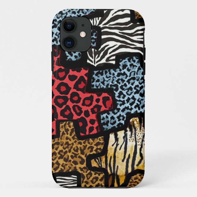 Capa Para iPhone 11 RAB Rockabilly Animal Print Quebra-cabeça (Verso)