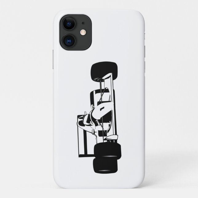 Capa Para iPhone 11 Race Car Silhouette preto e branco (Verso)