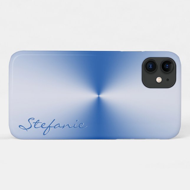 Capa Para iPhone 11 Radial Metálico Azul (Verso (horizontal))