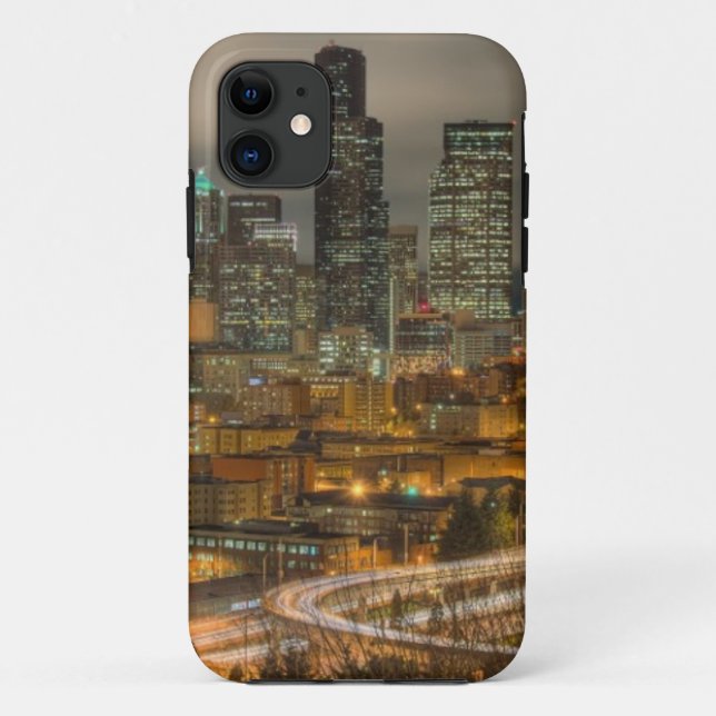 Capa Para iPhone 11 Raias claras dos carros na noite (Verso)