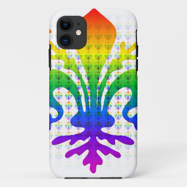 Capa Para iPhone 11 Rainbow Fleur-de-lis (Verso)