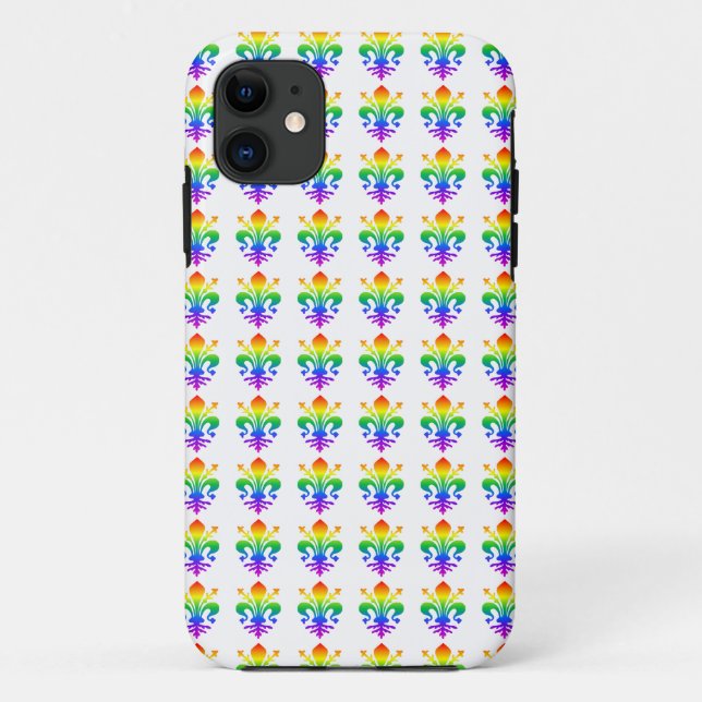 Capa Para iPhone 11 Rainbow Fleur-de-lis (Verso)