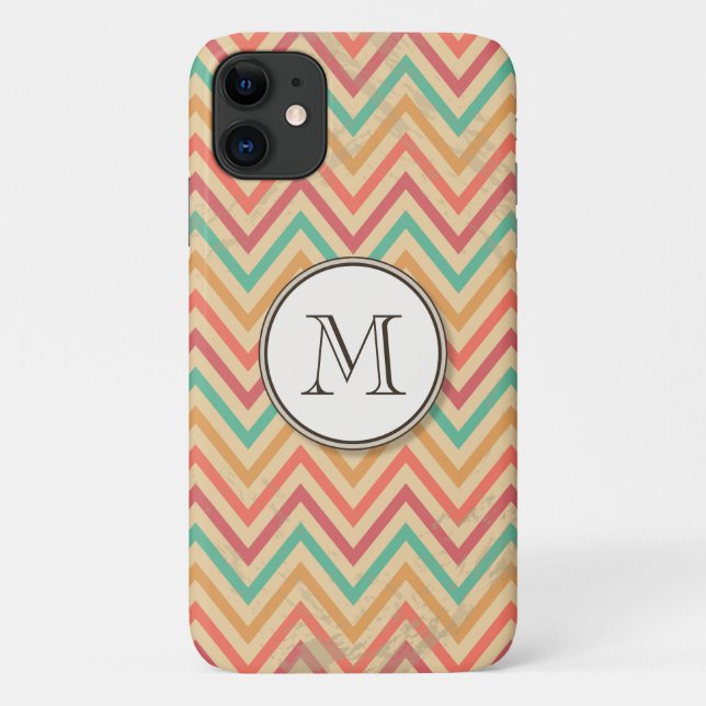 Capa Para iPhone 11 Rainbow Grunge Zigzag Chevrons (Verso)