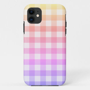 Capa Para iPhone 11 Rainbow ombré & White Xadrez Gingham Bonito