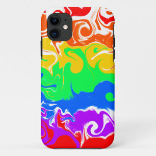 Capa Para iPhone 11 Rainbow Swirls Abstrato Fluid Art
