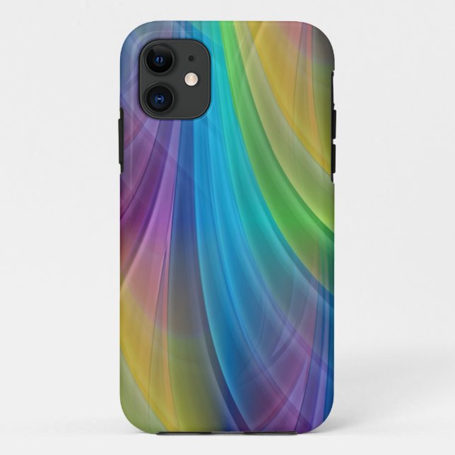 Capa Para iPhone 11 Raios de Gradientes Coloridos - Azul (Verso)