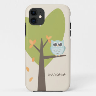 Capa Para iPhone 11 Ramificação de Árvore Marrom deixa nome personaliz