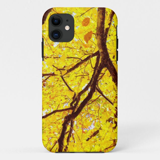 Capa Para iPhone 11 Ramos de outono - amarelo dourado (Verso)