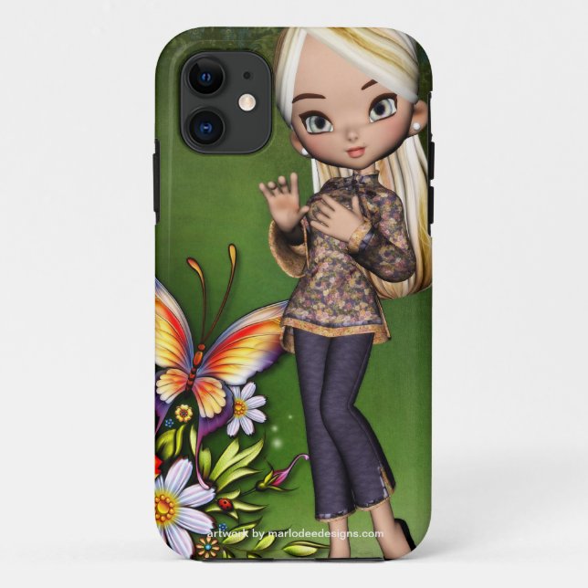 Capa Para iPhone 11 Rapariga Asiática Belas Flores Design 6 (Verso)