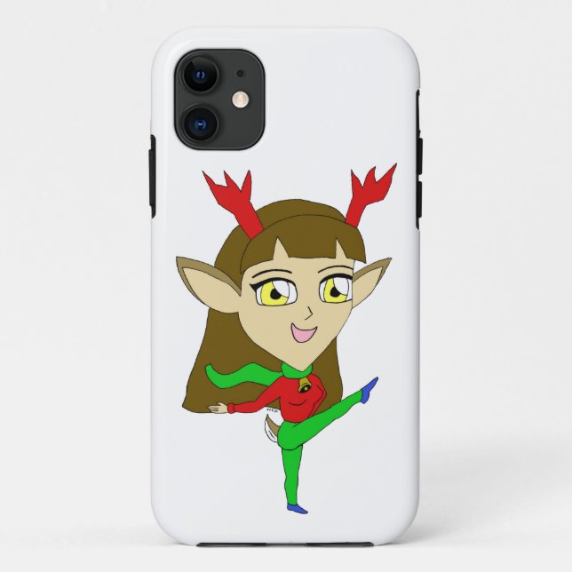 Capa Para iPhone 11 rapariga das renas dançantes de chibi (Verso)