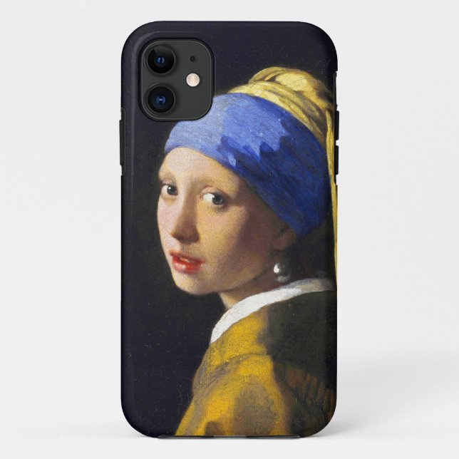 Capa Para iPhone 11 Rapariga w Pearl Ouvindo ~ Vermeer (Verso)