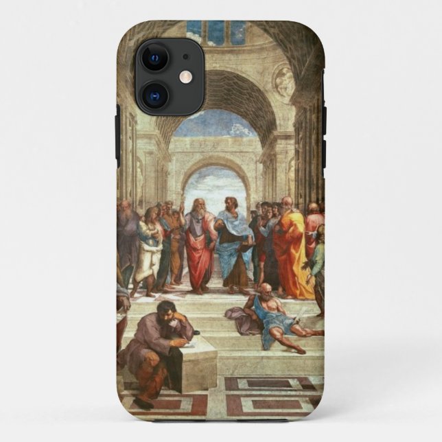 Capa Para iPhone 11 Raphael - Escola de Atenas, famosa pintura (Verso)