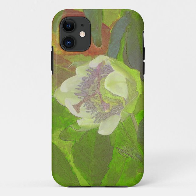 Capa Para iPhone 11 Rapsódia floral no verde (Verso)