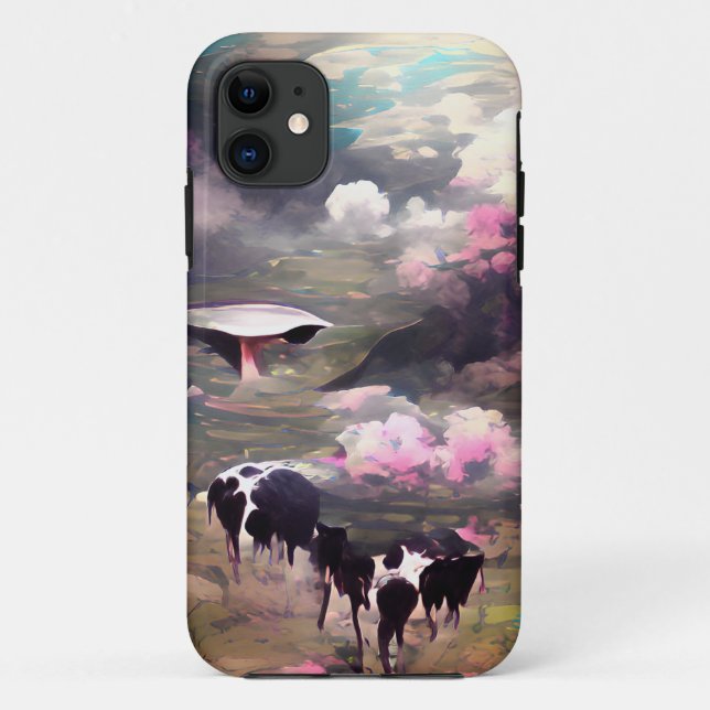 Capa Para iPhone 11 Rapto de Vacas OVNI (Verso)