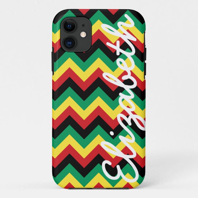 Capa Para iPhone 11 Rastafarian Chevron (Verso)