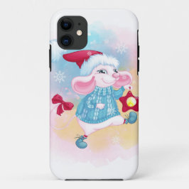 Capa Para iPhone 11 Rato Branco de Natal bonito