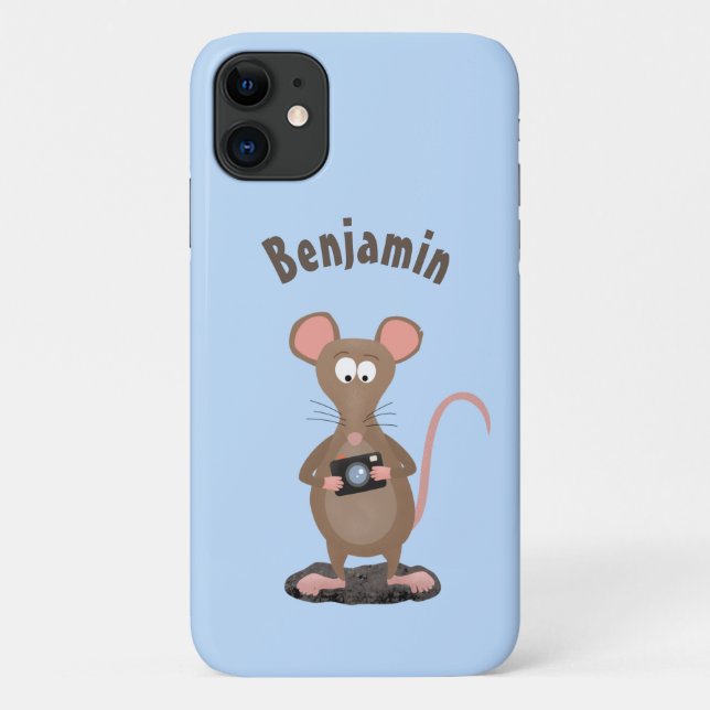 Capa Para iPhone 11 Rato engraçado com ilustração de desenho animado c (Verso)